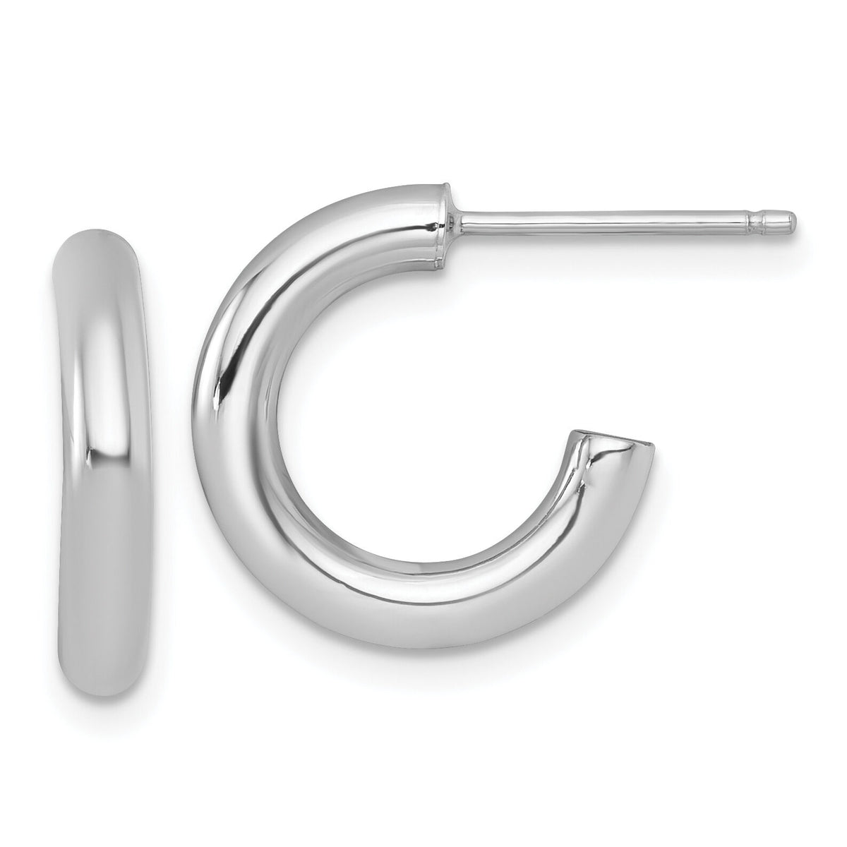 14k White Gold 3.0 x 16mm Polished Post Hoop Earrings-TF2528W