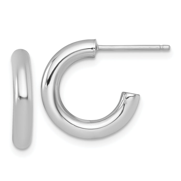 14k White Gold 3.0 x 16mm Polished Post Hoop Earrings-TF2528W