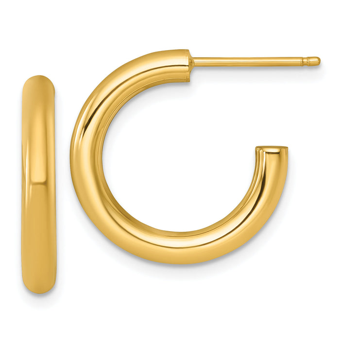 14k 3.0 x 20mm Polished Post Hoop Earrings-TF2529