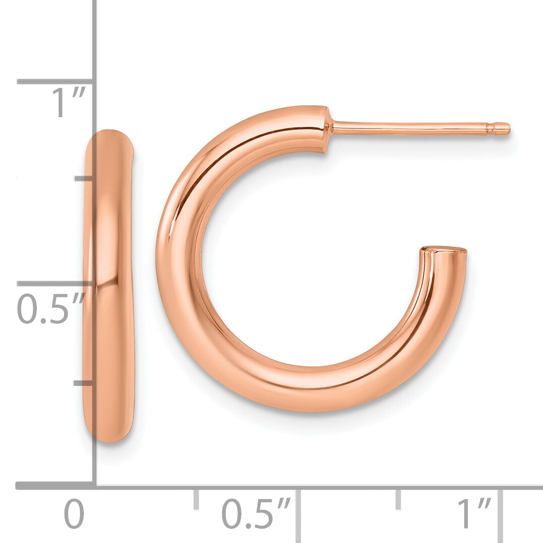 14k Rose Gold 3.0 x 20mm Polished Post Hoop Earrings-TF2529R