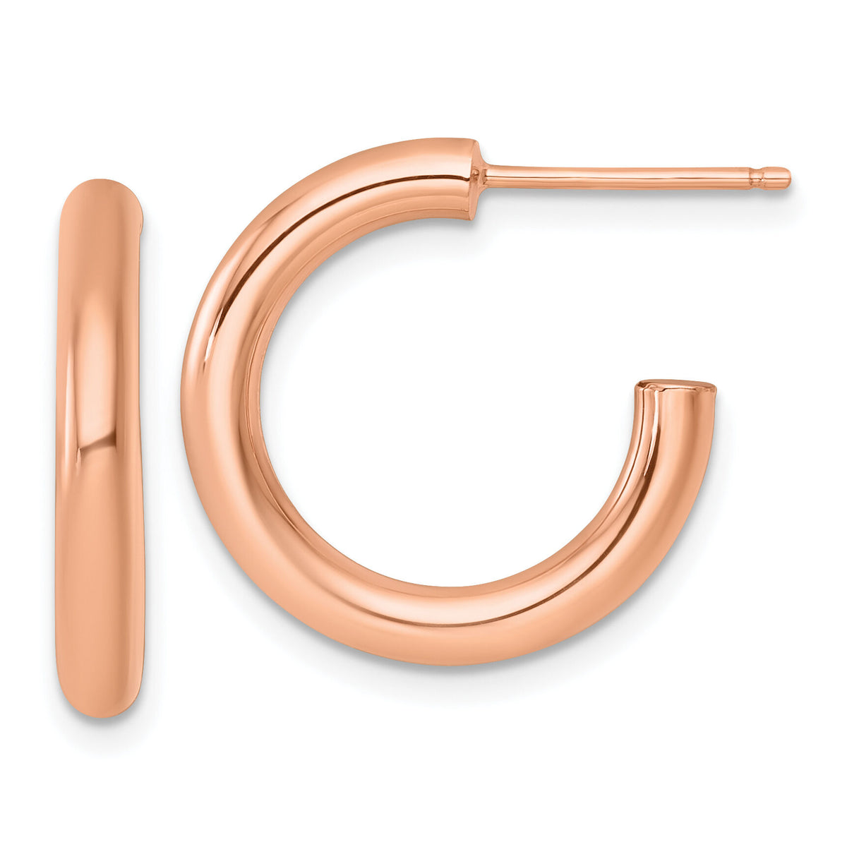 14k Rose Gold 3.0 x 20mm Polished Post Hoop Earrings-TF2529R