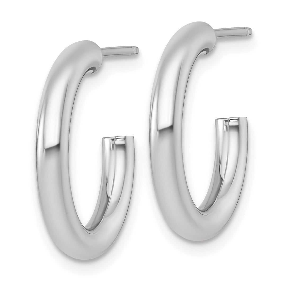 14k White Gold 3.0 x 20mm Polished Post Hoop Earrings-TF2529W
