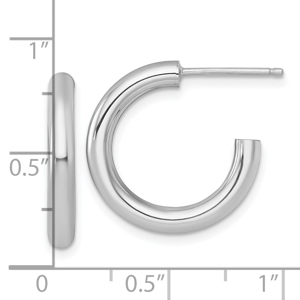 14k White Gold 3.0 x 20mm Polished Post Hoop Earrings-TF2529W