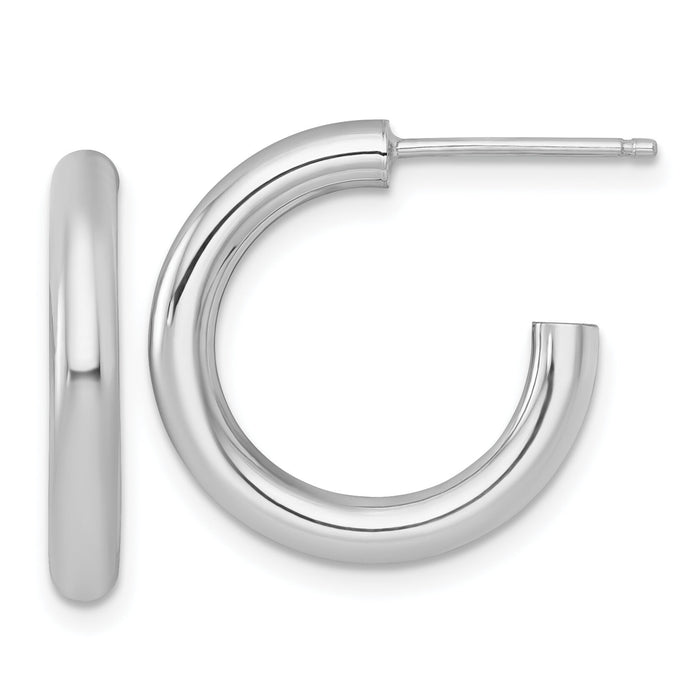 14k White Gold 3.0 x 20mm Polished Post Hoop Earrings-TF2529W