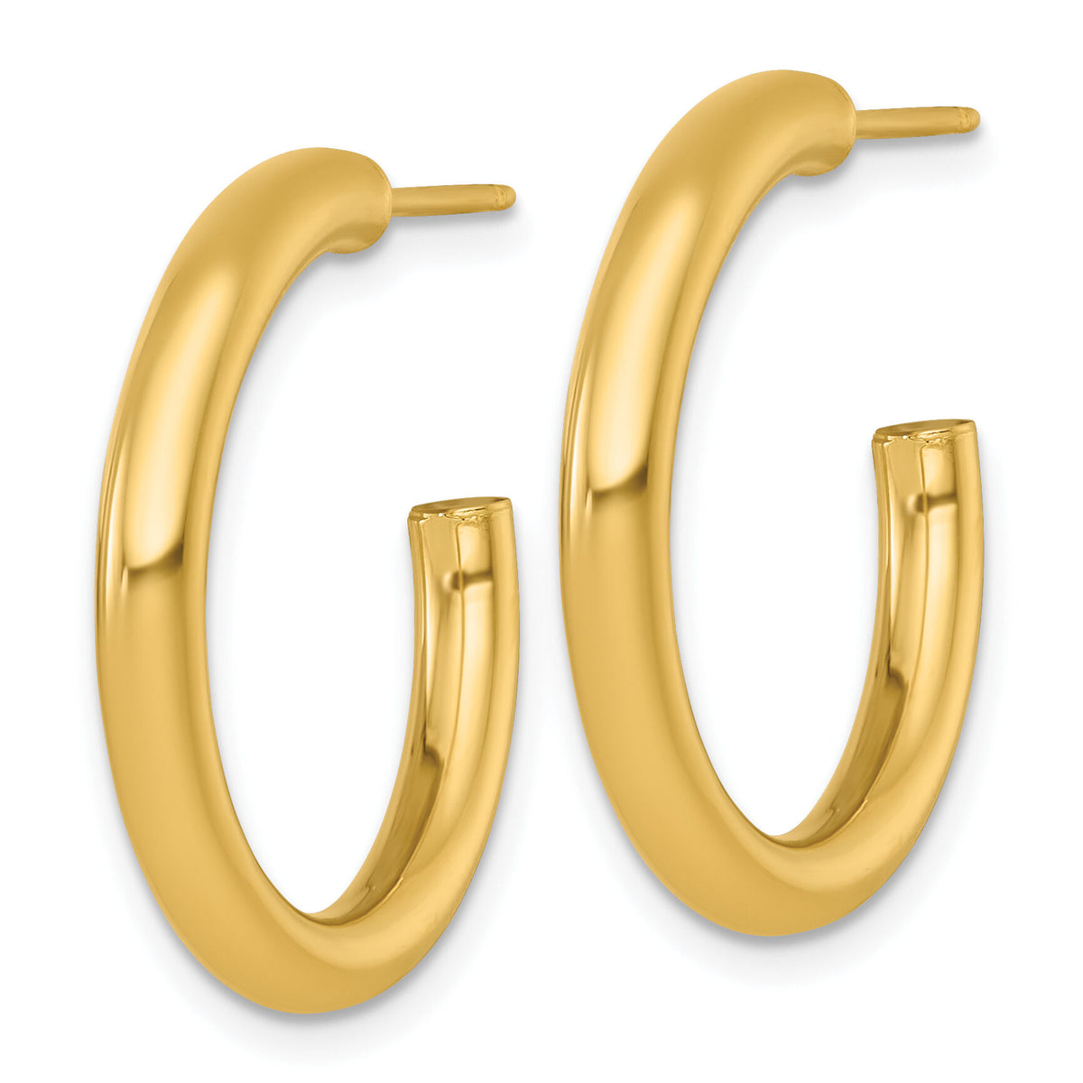 14k 3.0 x 25mm Polished Post Hoop Earrings-TF2530