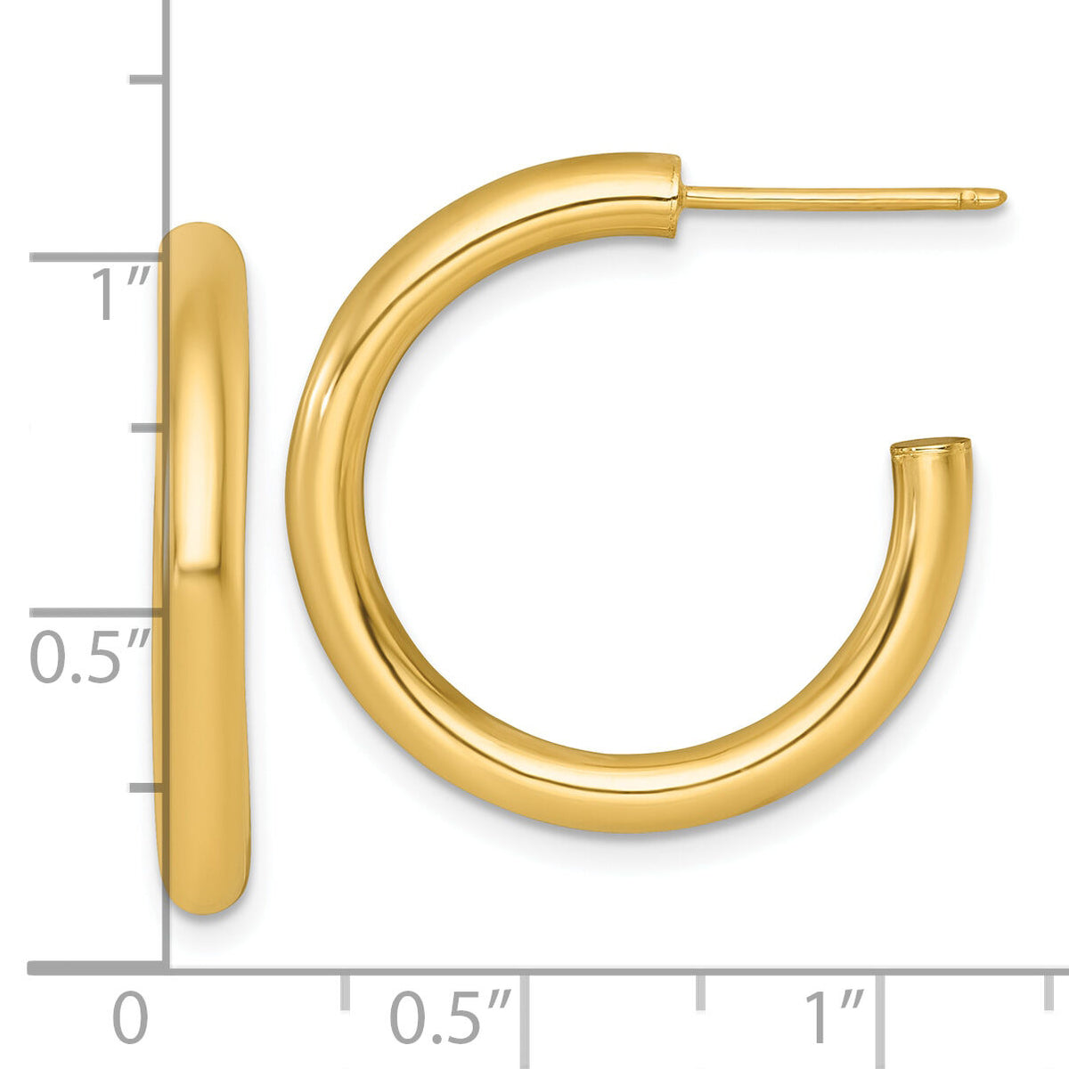 14k 3.0 x 25mm Polished Post Hoop Earrings-TF2530