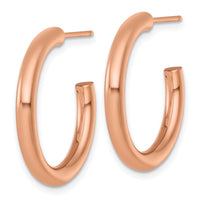 14k Rose Gold 3.0 x 25mm Polished Post Hoop Earrings-TF2530R