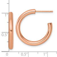 14k Rose Gold 3.0 x 25mm Polished Post Hoop Earrings-TF2530R