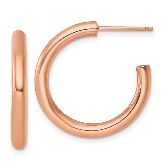 14k Rose Gold 3.0 x 25mm Polished Post Hoop Earrings-TF2530R