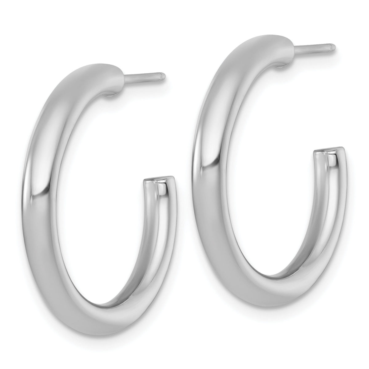 14k White Gold 3.0 x 25mm Polished Post Hoop Earrings-TF2530W