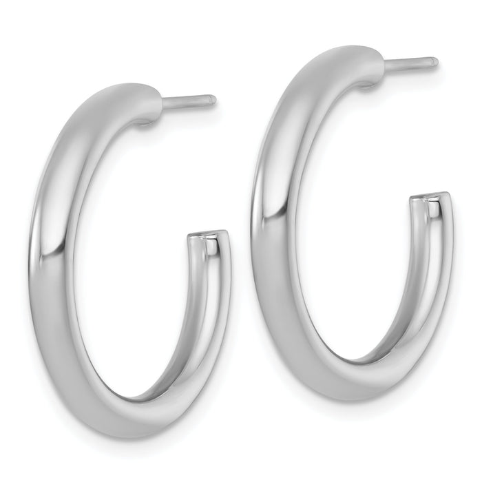 14k White Gold 3.0 x 25mm Polished Post Hoop Earrings-TF2530W