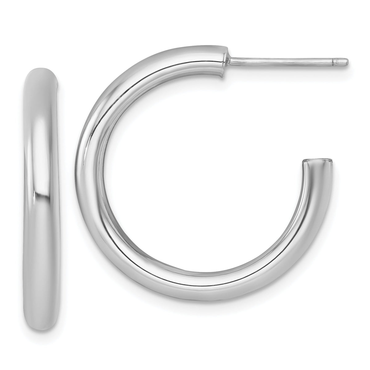 14k White Gold 3.0 x 25mm Polished Post Hoop Earrings-TF2530W