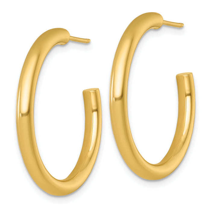 14k 3.0 x 30mm Polished Post Hoop Earrings-TF2531