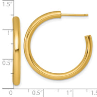 14k 3.0 x 30mm Polished Post Hoop Earrings-TF2531