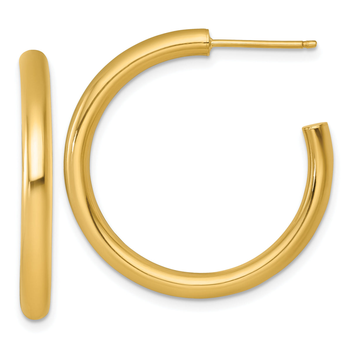 14k 3.0 x 30mm Polished Post Hoop Earrings-TF2531