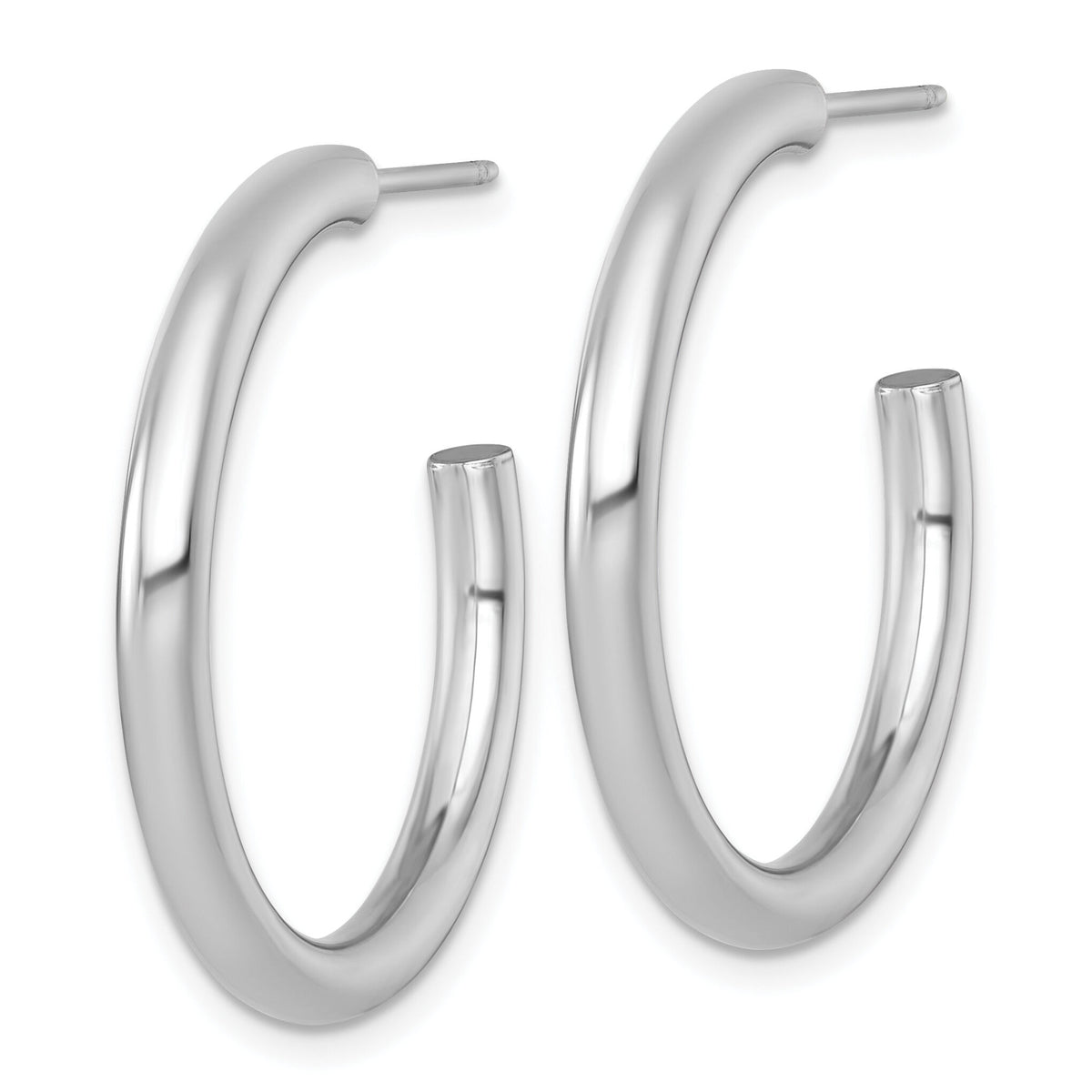 14k White Gold 3.0 x 30mm Polished Post Hoop Earrings-TF2531W