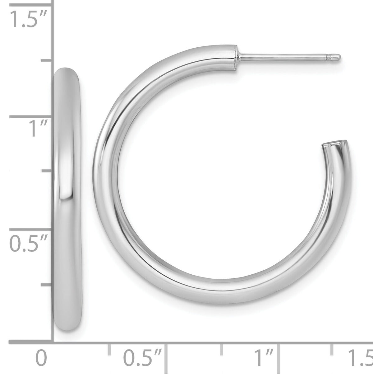 14k White Gold 3.0 x 30mm Polished Post Hoop Earrings-TF2531W