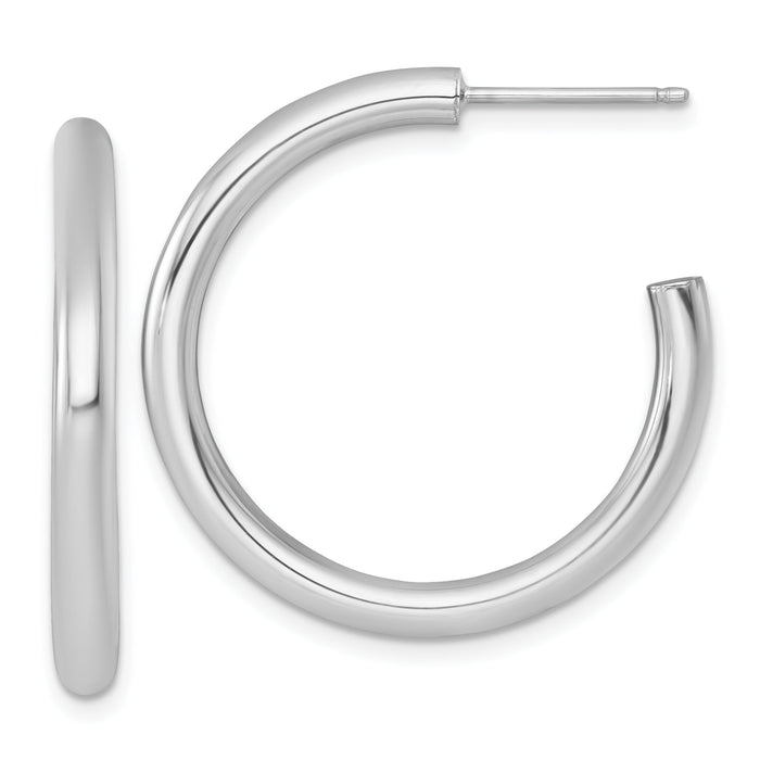 14k White Gold 3.0 x 30mm Polished Post Hoop Earrings-TF2531W
