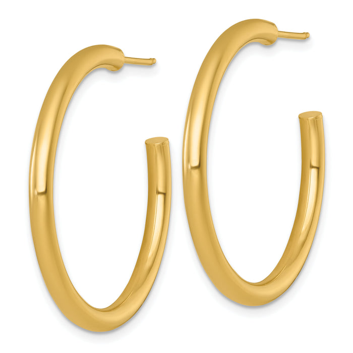 14k 3.0 x 35mm Polished Post Hoop Earrings-TF2532