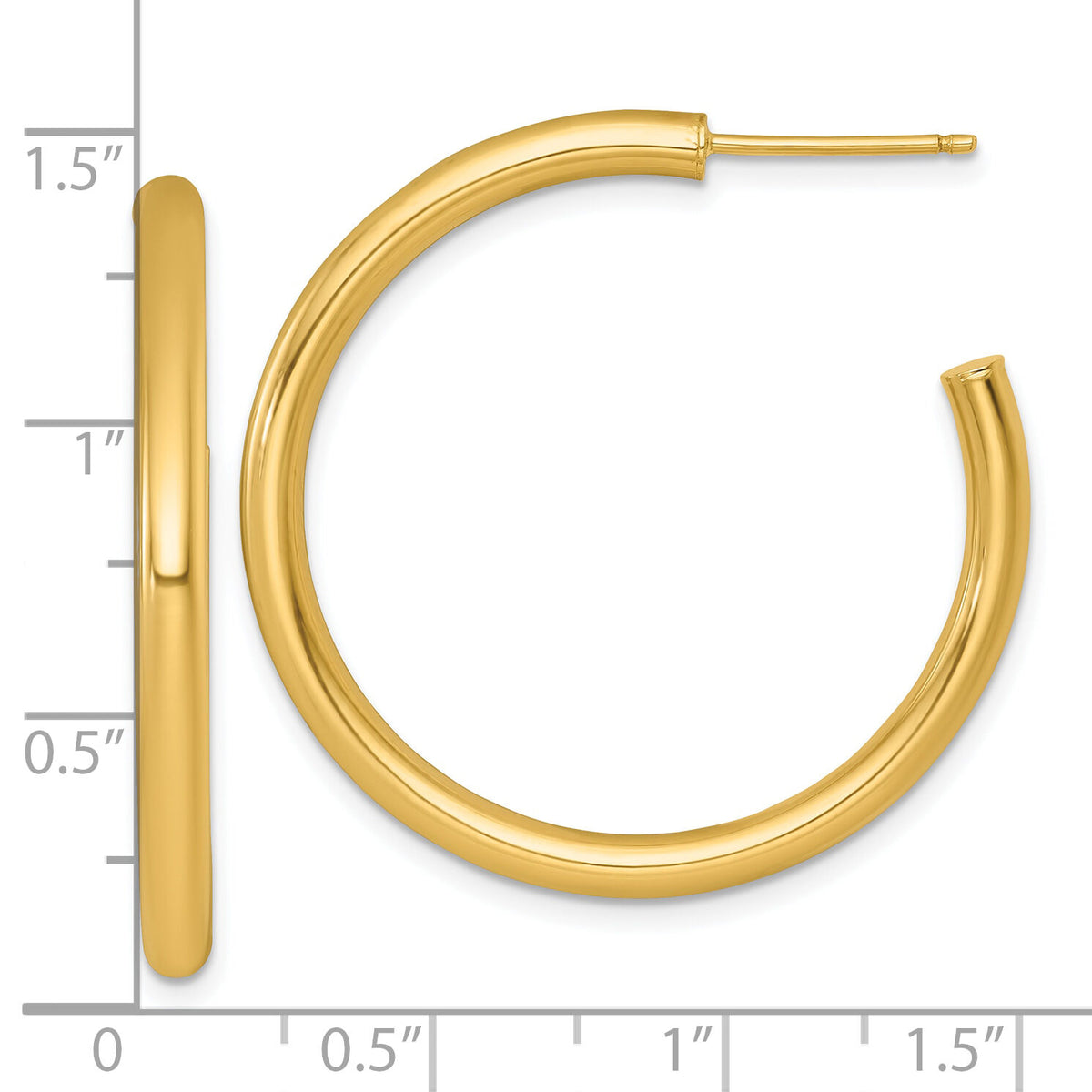 14k 3.0 x 35mm Polished Post Hoop Earrings-TF2532