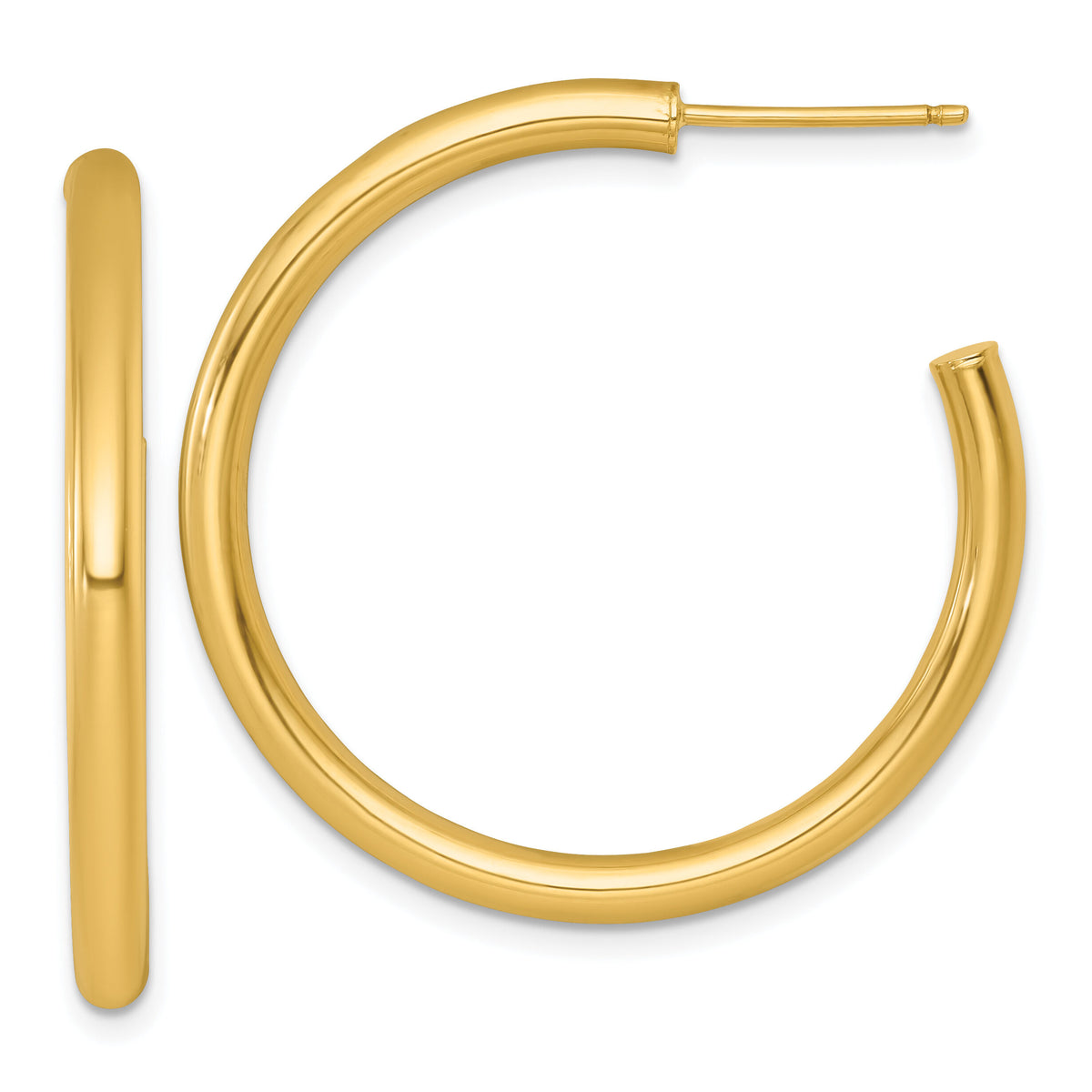 14k 3.0 x 35mm Polished Post Hoop Earrings-TF2532