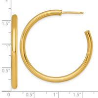 14k 3.0 x 40mm Polished Post Hoop Earrings-TF2533