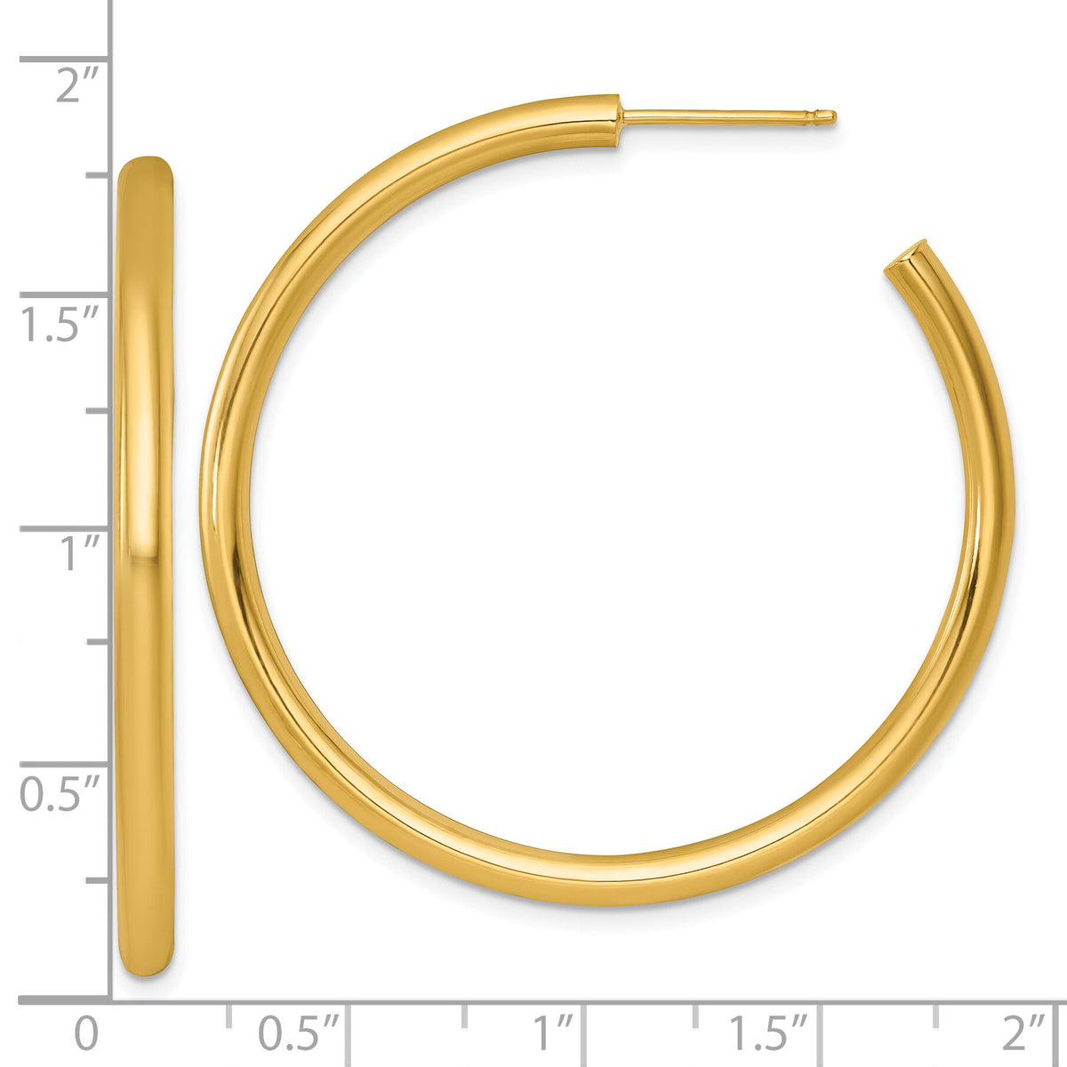 14k 3.0 x 45mm Polished Post Hoop Earrings-TF2534