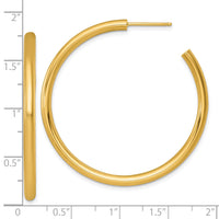 14k 3.0 x 45mm Polished Post Hoop Earrings-TF2534