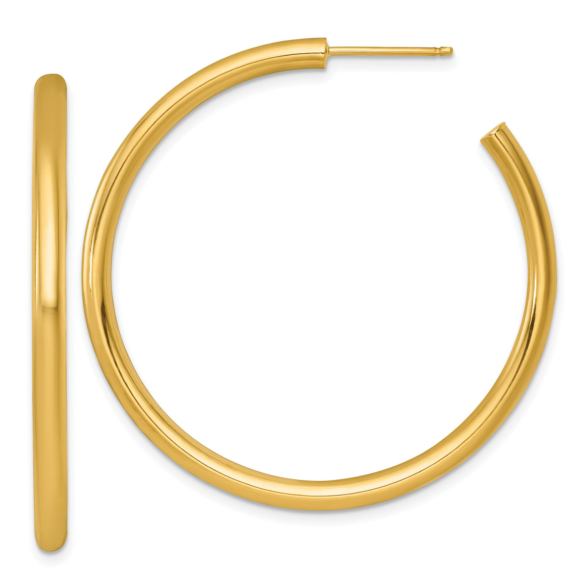 14k 3.0 x 45mm Polished Post Hoop Earrings-TF2534