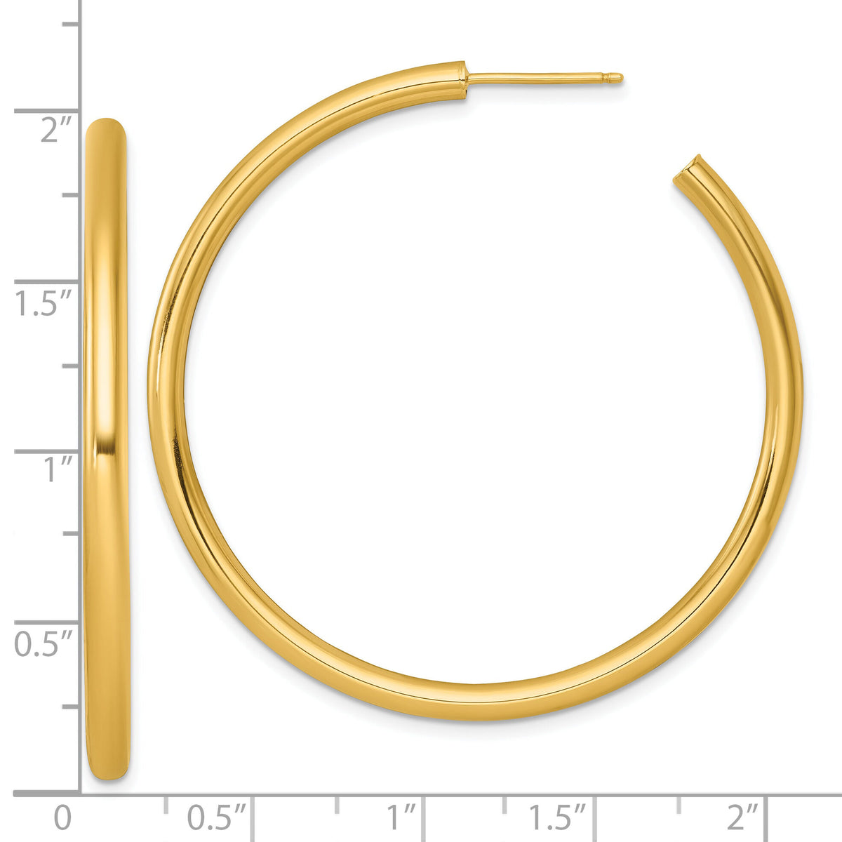 14k 3.0 x 50mm Polished Post Hoop Earrings-TF2535