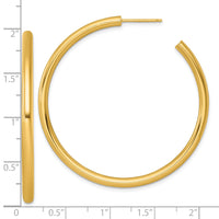 14k 3.0 x 50mm Polished Post Hoop Earrings-TF2535