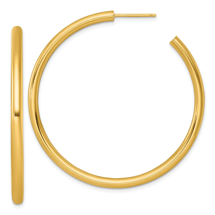 14k 3.0 x 50mm Polished Post Hoop Earrings-TF2535