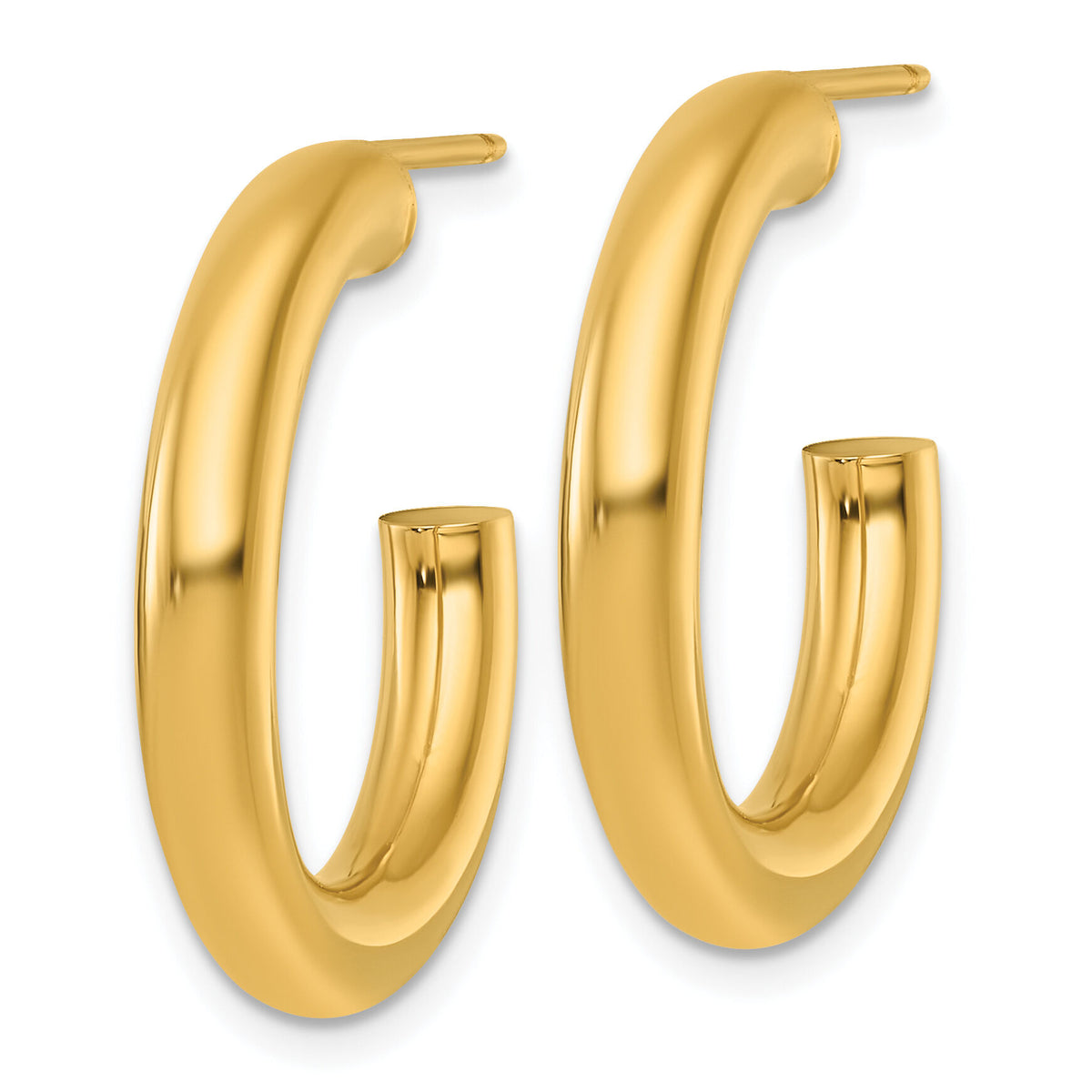 14K 4.0 x 25mm Polished Post Hoop Earrings-TF2536