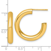 14K 4.0 x 25mm Polished Post Hoop Earrings-TF2536