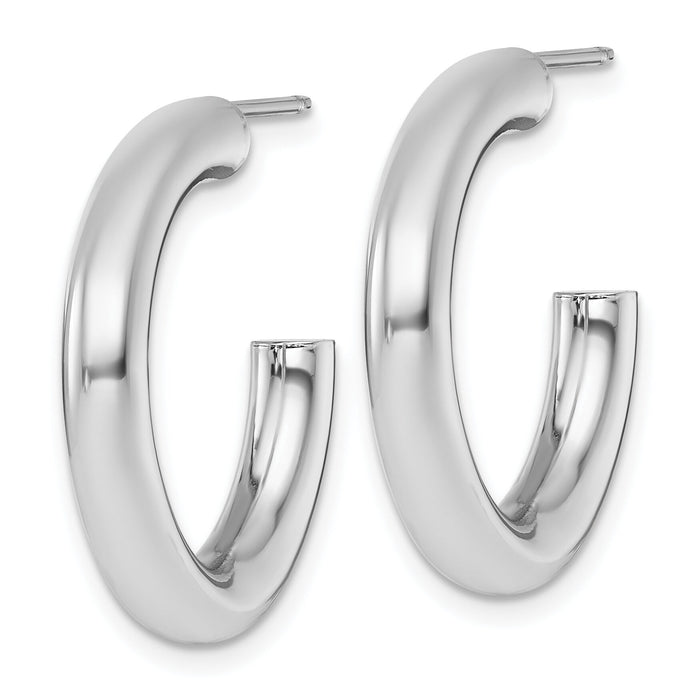 14K White Gold 4.0 x 25mm Polished Post Hoop Earrings-TF2536W