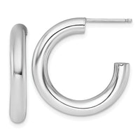 14K White Gold 4.0 x 25mm Polished Post Hoop Earrings-TF2536W