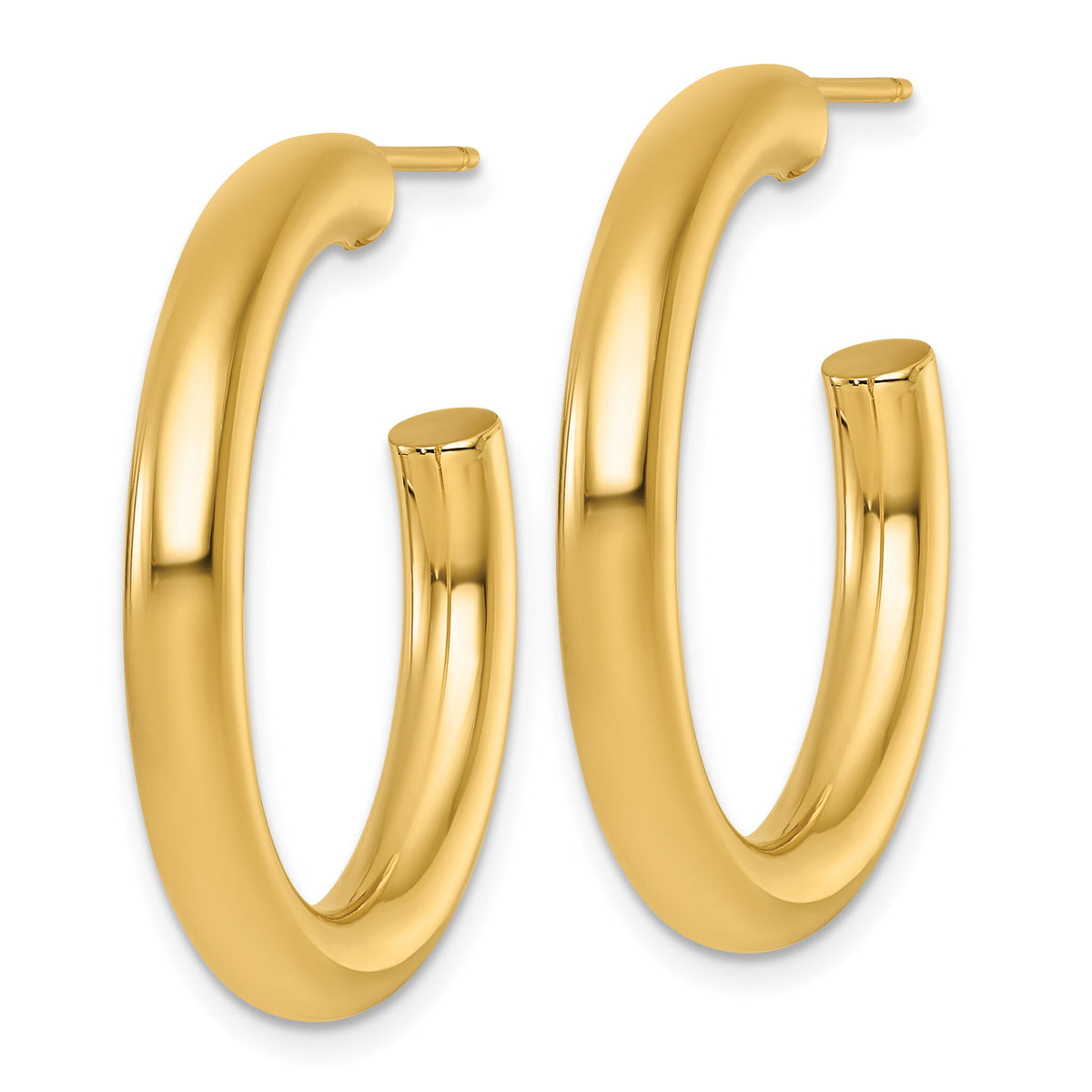 14K 4.0 x 30mm Polished Post Hoop Earrings-TF2537