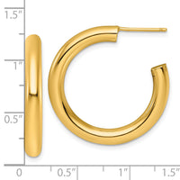 14K 4.0 x 30mm Polished Post Hoop Earrings-TF2537