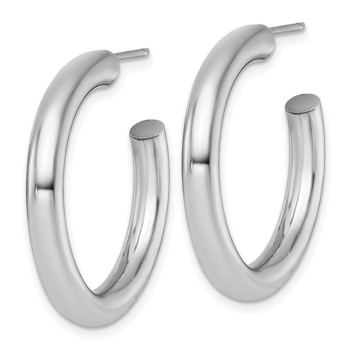 14K White Gold 4.0 x 30mm Polished Post Hoop Earrings-TF2537W