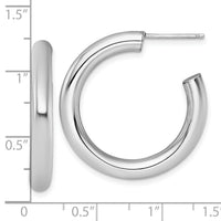 14K White Gold 4.0 x 30mm Polished Post Hoop Earrings-TF2537W
