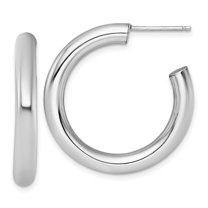 14K White Gold 4.0 x 30mm Polished Post Hoop Earrings-TF2537W