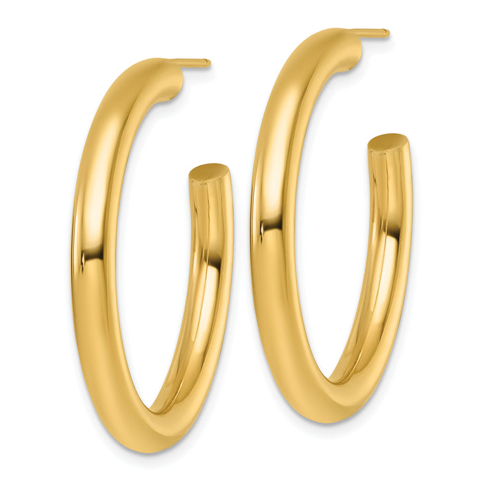 14K 4.0 x 35mm Polished Post Hoop Earrings-TF2538