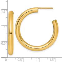 14K 4.0 x 35mm Polished Post Hoop Earrings-TF2538