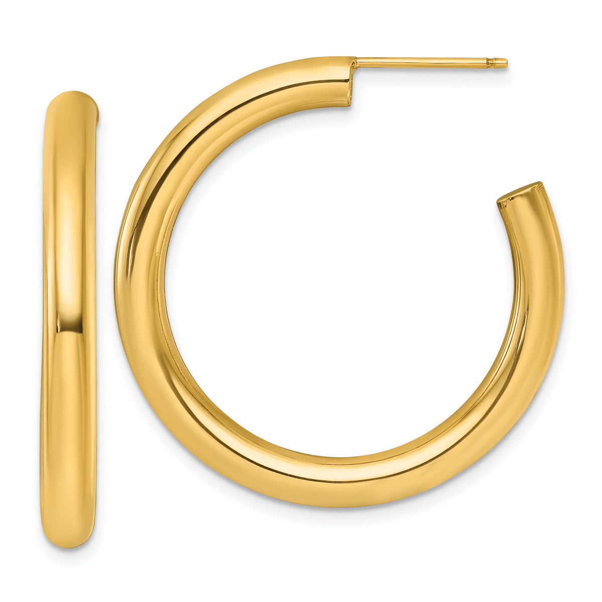14K 4.0 x 35mm Polished Post Hoop Earrings-TF2538