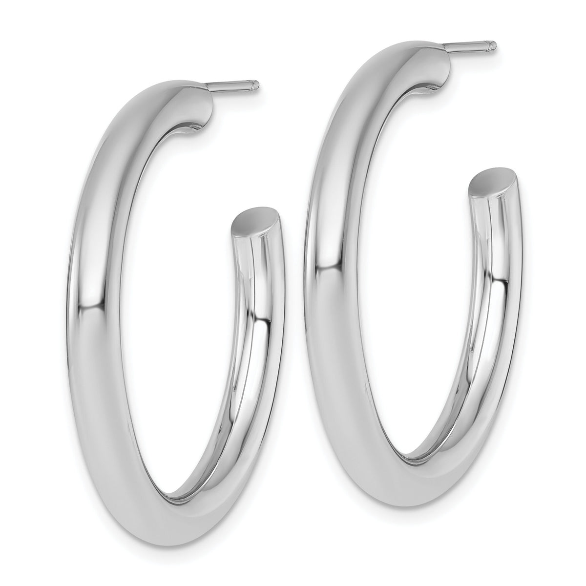 14K White Gold 4.0 x 35mm Polished Post Hoop Earrings-TF2538W