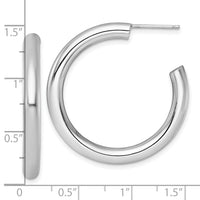14K White Gold 4.0 x 35mm Polished Post Hoop Earrings-TF2538W