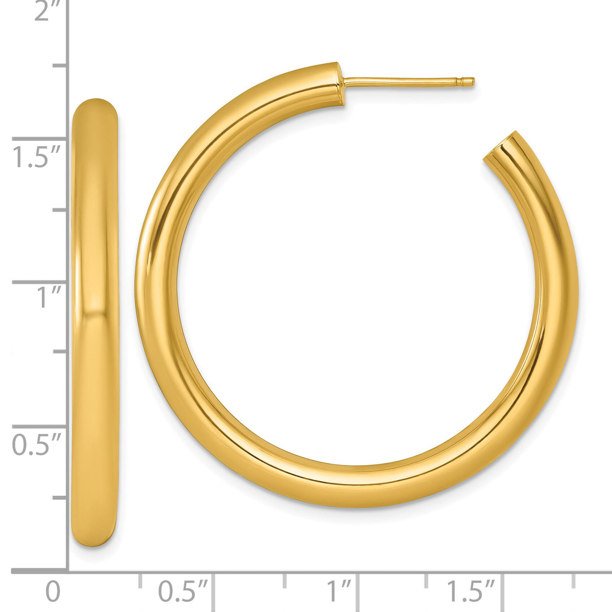 14k 4.0 x 40mm Polished Post Hoop Earrings-TF2539