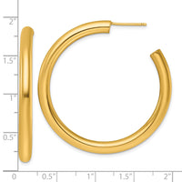 14K 4.0 x 45mm Polished Post Hoop Earrings-TF2540
