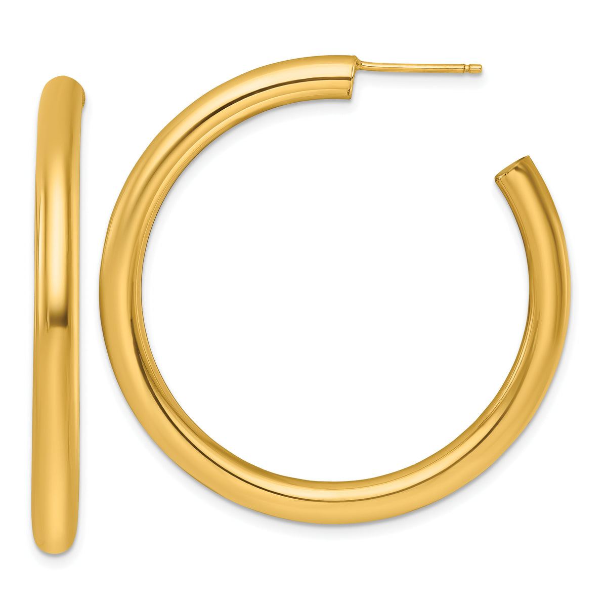 14K 4.0 x 45mm Polished Post Hoop Earrings-TF2540