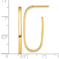 14k Polished Long 2mm Post Hoop Earrings-TF2545
